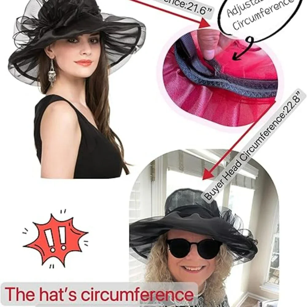 Women's Church Fancy Kentucky Derby Party Classy Hat Fashion Black‎
